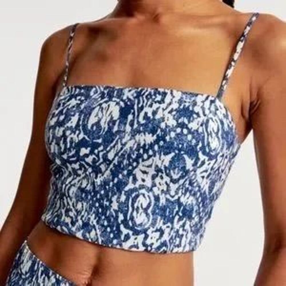 NWT A&F Crinkle Textured Squareneck Set Top Sz Medium